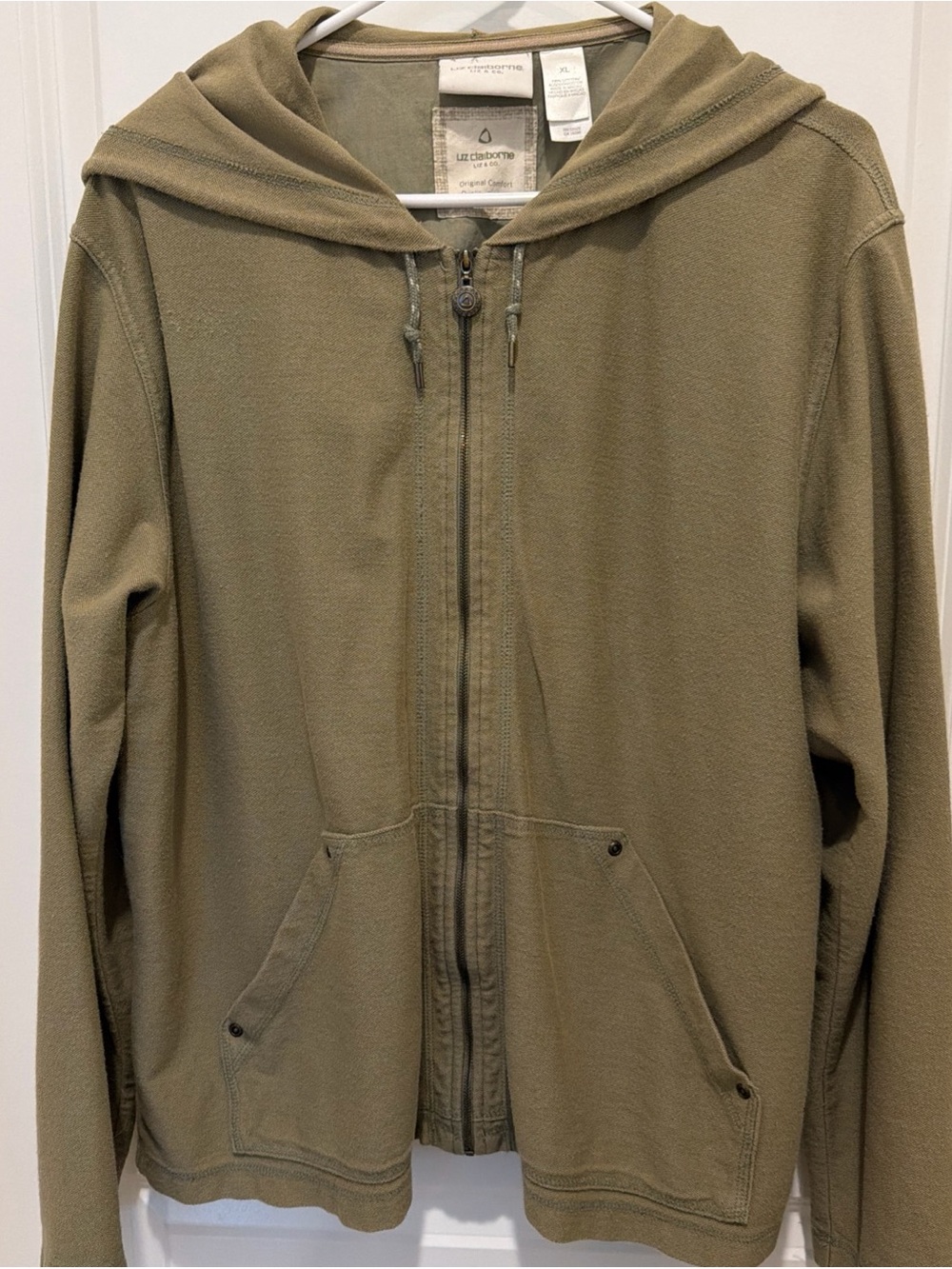 Liz Claiborne Women’s Olive Green Zip-Up Hoodie Jacket
